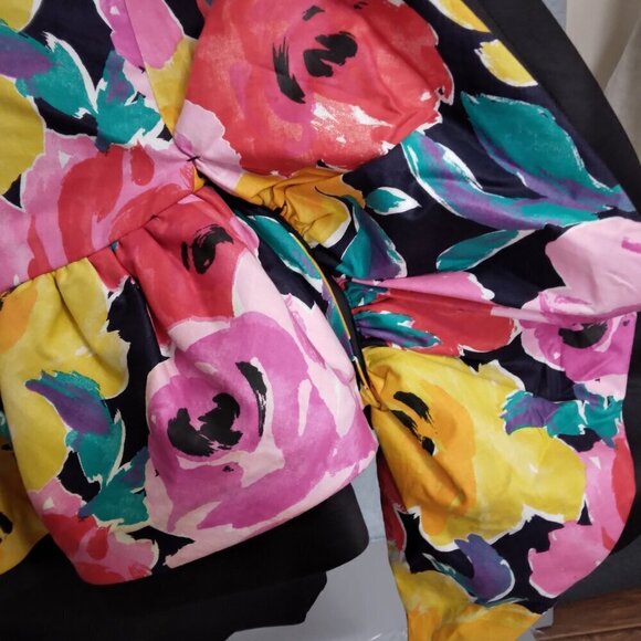 Lillie Rubin | 80's Bold Floral Strapless Party Dress | Size 10 - Picture 3 of 14